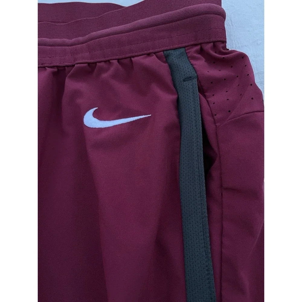 Nike Track Pant Medium Maroon Black Stripe Ankle Zip Dri-fit Poly Jogger New